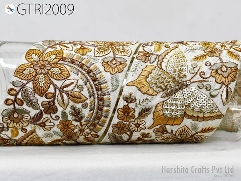 9 Yard Floral Embroidered 9 Cm Embellishment Border Indian Trim Decor Sari Embroidery Saree Ribbon Cushions Home Décor Sewing Clothing Trim