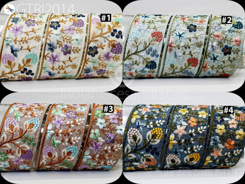 9 Yard Indian 5cm Embroidered Trim Embellishment Sari Border Embroidery Saree Ribbon Cushions Home Décor Sewing Clothing Costumes Trimmings.