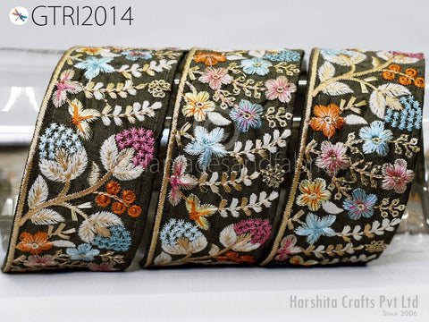 9 Yard Indian 5cm Embroidered Trim Embellishment Sari Border Embroidery Saree Ribbon Cushions Home Décor Sewing Clothing Costumes Trimmings.