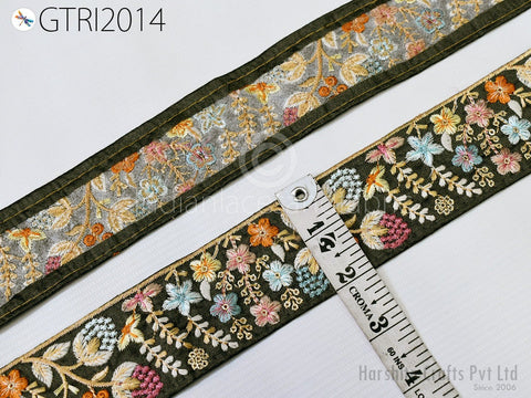 9 Yard Indian 5cm Embroidered Trim Embellishment Sari Border Embroidery Saree Ribbon Cushions Home Décor Sewing Clothing Costumes Trimmings.