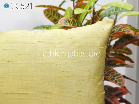 Pale Yellow 100% Pure Silk Cushion Cover | Handmade Throw Pillow | Decorative Cushion | Home Decor Dupioni Silk Pillow Cover | Wedding Gift