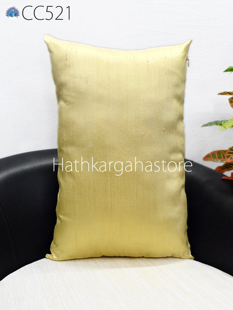 Pale Yellow 100% Pure Silk Cushion Cover | Handmade Throw Pillow | Decorative Cushion | Home Decor Dupioni Silk Pillow Cover | Wedding Gift