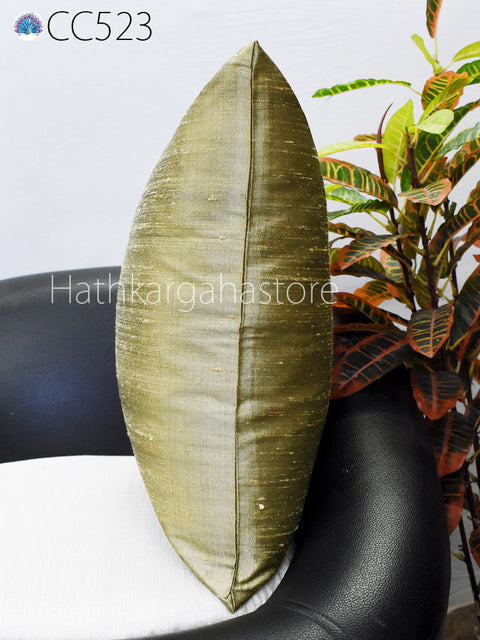 Antique Gold Dupioni Pure Silk Pillowcase Cushion Cover Square Handmade Throw Pillow Decorative Home Decor House Warming Gift for Friend Mom