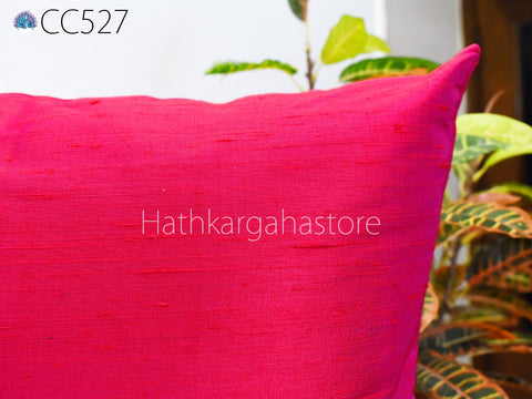 Iridescent Red Hot Pink Dupioni Silk Square Cushion Cover | Handmade Silk Pillowcase | 100% Pure Silk Throw Pillow | Home decor Wedding Gift