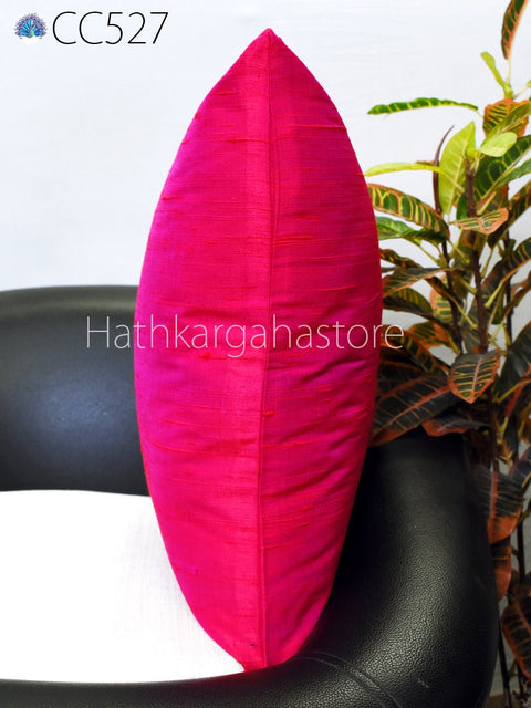 Iridescent Red Hot Pink Dupioni Silk Square Cushion Cover | Handmade Silk Pillowcase | 100% Pure Silk Throw Pillow | Home decor Wedding Gift