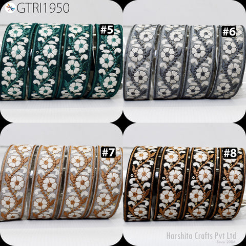 9 Yard Indian 3cm Embroidered Trim Sari Fabric Gift Wrapping Ribbon Embellish Sewing DIY Crafting Border Embroidery Cushions Lace Home Decor