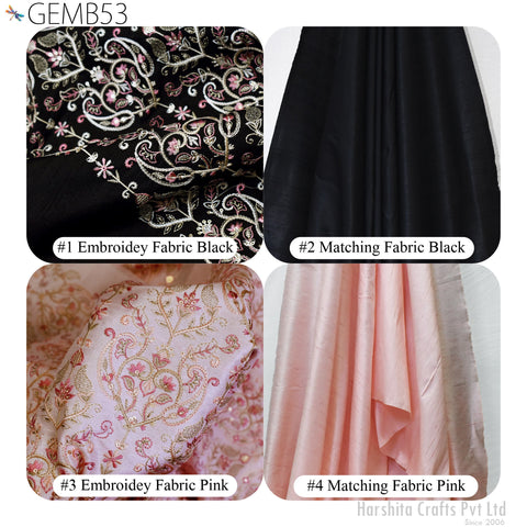 Paisley Embroidery on Viscose Dupioni Fabric, Top Making Fabric, Floral Frock Embroidery Fabric, Chikankari Fabric