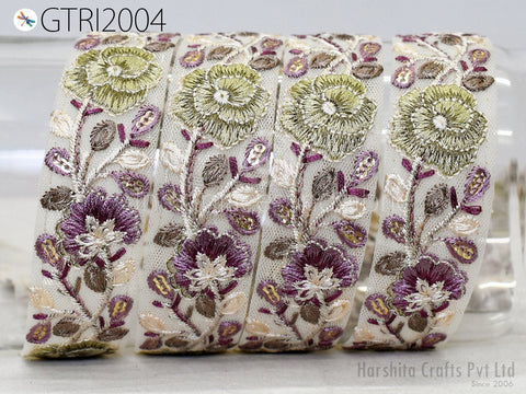 9 Yard Indian Embroidered Trim 30mm Sari Fabric Gift Wrapping Ribbon Embellishment Sewing DIY Crafting Border Embroidery Cushions Lace