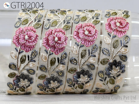 9 Yard Indian Embroidered Trim 30mm Sari Fabric Gift Wrapping Ribbon Embellishment Sewing DIY Crafting Border Embroidery Cushions Lace