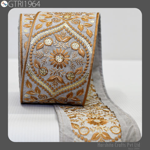 9 Yard Embroidery Fabric Trim Embroidered Ribbon Decorative Embellishments DIY Crafting Sewing Saree Indian Sari Border Home Decor Bags