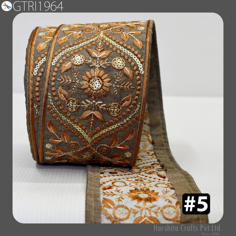 9 Yard Embroidery Fabric Trim Embroidered Ribbon Decorative Embellishments DIY Crafting Sewing Saree Indian Sari Border Home Decor Bags
