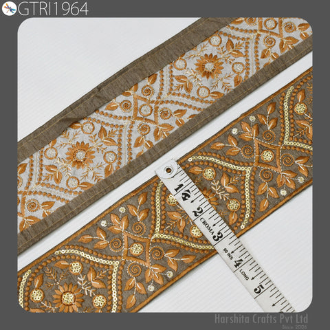 9 Yard Embroidery Fabric Trim Embroidered Ribbon Decorative Embellishments DIY Crafting Sewing Saree Indian Sari Border Home Decor Bags