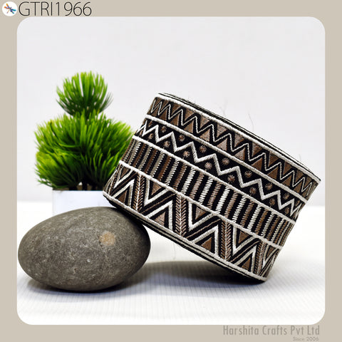 9 Yard Indian Embroidered 75MM Trim Embellishment Sari Border Embroidery Saree Ribbon Cushions Home Décor Sewing Clothing Costumes Trimmings