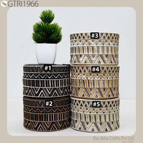 9 Yard Indian Embroidered 75MM Trim Embellishment Sari Border Embroidery Saree Ribbon Cushions Home Décor Sewing Clothing Costumes Trimmings