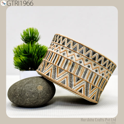 9 Yard Indian Embroidered 75MM Trim Embellishment Sari Border Embroidery Saree Ribbon Cushions Home Décor Sewing Clothing Costumes Trimmings