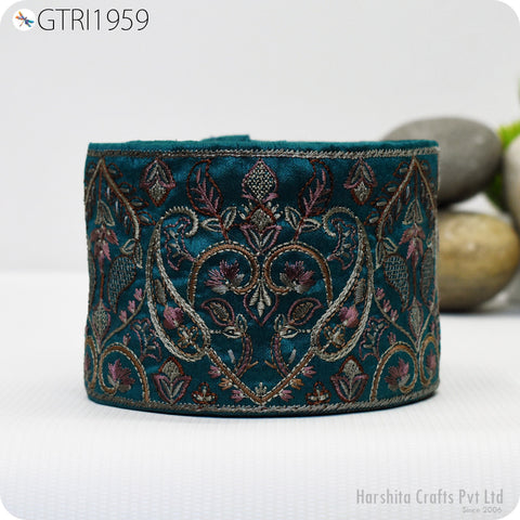 9 Yard Embroidered Fabric 9cm Trims Indian Embroidery Sari Border Laces Ribbon Decorative Sewing Craft Saree Dresses Trimmings Home Decor