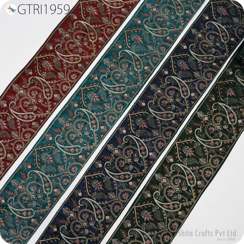 9 Yard Embroidered Fabric 9cm Trims Indian Embroidery Sari Border Laces Ribbon Decorative Sewing Craft Saree Dresses Trimmings Home Decor