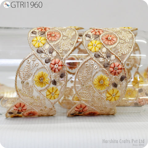 9 Yard Indian Fabric 5 CM Trim Sari Border Crafting Ribbon Sewing Embroidered Decorative Cushions Curtain Home Decor Trimming Embellishments