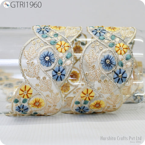 9 Yard Indian Fabric 5 CM Trim Sari Border Crafting Ribbon Sewing Embroidered Decorative Cushions Curtain Home Decor Trimming Embellishments