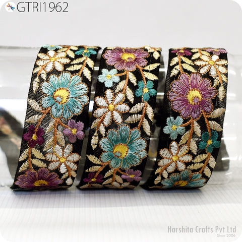 9 Yard Indian Embroidered Fabric 4 CM Trim Cushions DIY Crafting Sari Border Wedding Saree Sewing Embroidery Dress Embellishment Trimming