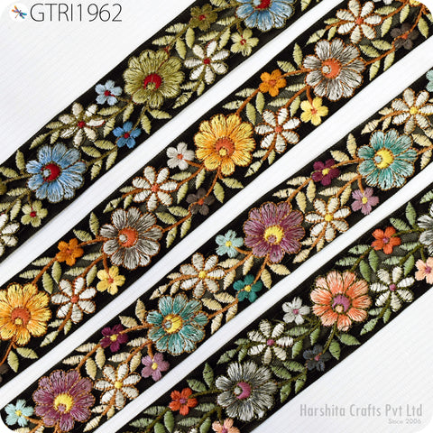 9 Yard Indian Embroidered Fabric 4 CM Trim Cushions DIY Crafting Sari Border Wedding Saree Sewing Embroidery Dress Embellishment Trimming