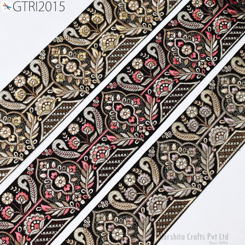 3 Yard Embroidered Fabric 10 Cm Trims Indian Decor Embroidery Sari Border Laces Ribbon Decorative Sewing Craft Saree Dresses Trimmings