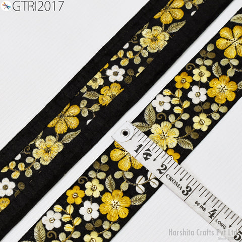 9 Yard Indian 5 CM trim Embroidered Saree Ribbon Fabric Trim Embellishment Cushions Border Indian Wedding Sewing Embroidery Dress Trimming