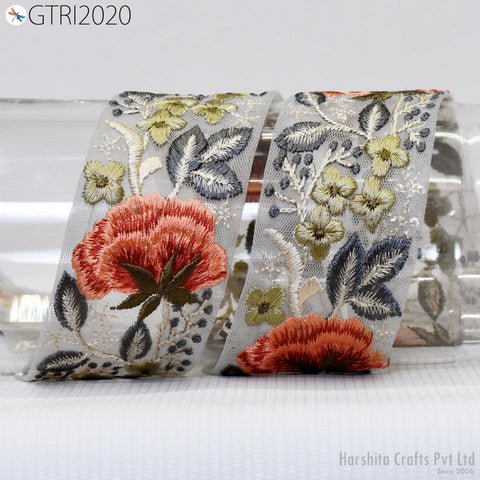 9 Yard Indian 5cm Decorative Embroidery Fabric Trim Embellishments DIY Crafting Sewing Saree Indian Sari Border Embroidered Ribbons Tapes