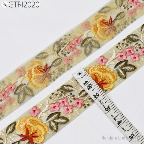 9 Yard Indian 5cm Decorative Embroidery Fabric Trim Embellishments DIY Crafting Sewing Saree Indian Sari Border Embroidered Ribbons Tapes