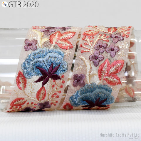 9 Yard Indian 5cm Decorative Embroidery Fabric Trim Embellishments DIY Crafting Sewing Saree Indian Sari Border Embroidered Ribbons Tapes