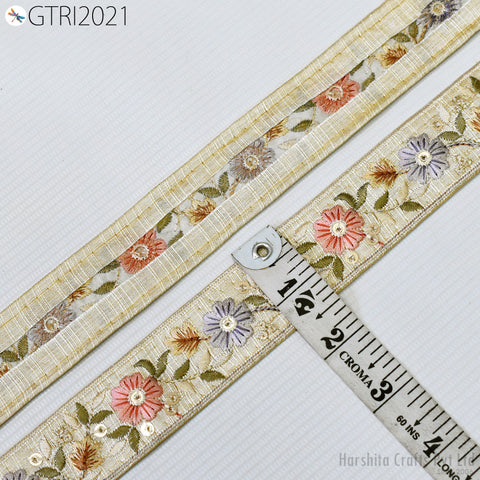 9 Yard Embroidered 3cm Ribbon Fabric Trim Decorative Embroidery Embellishments DIY Crafting Sewing Saree Indian Sari Border Home Decor Tape