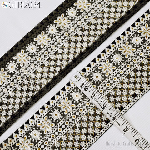 9 Yard Embroidered Fabric 10cm Trim Indian Sari Border Saree Laces Sewing DIY Ribbons Crafting Decorative Trimmings Cushions Beach Bags Hats