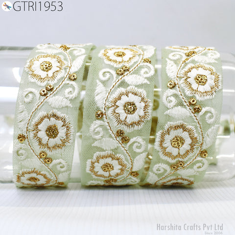 9 Yard Indian Embroidered Fabric Trim Embellishment Saree Ribbons Sewing Crafting Embroidery Border Wedding Dress Cushion Cover Accessories