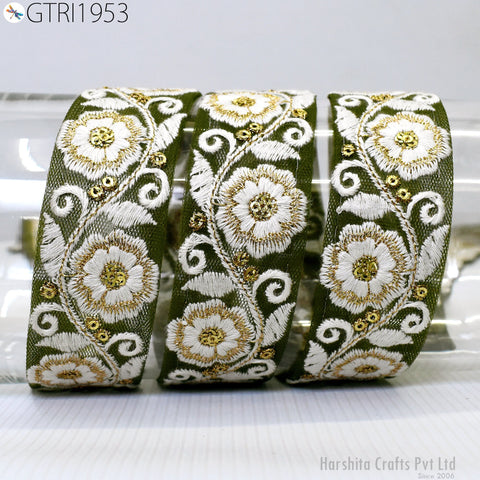 9 Yard Indian Embroidered Fabric Trim Embellishment Saree Ribbons Sewing Crafting Embroidery Border Wedding Dress Cushion Cover Accessories