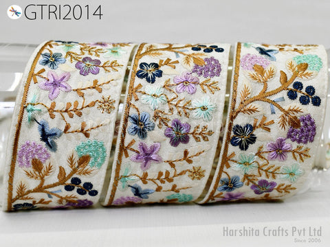 9 Yard Indian 5cm Embroidered Trim Embellishment Sari Border Embroidery Saree Ribbon Cushions Home Décor Sewing Clothing Costumes Trimmings.