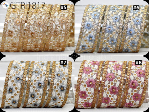 9 Yard Embroidery Fabric 38MM Trim Embellishment Embroidered Sari Ribbons DIY Crafting Border Indian Trimmings Cushions Laces Home Decor