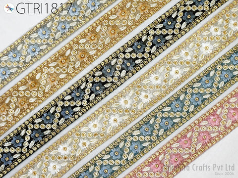9 Yard Embroidery Fabric 38MM Trim Embellishment Embroidered Sari Ribbons DIY Crafting Border Indian Trimmings Cushions Laces Home Decor