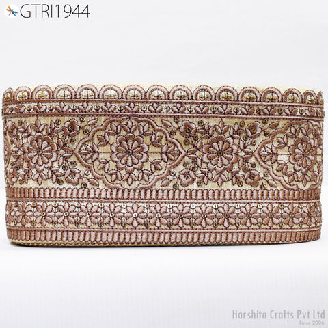 9 Yard Embroidered Fabric 115 mm Trim DIY Crafting Sari Border Indian Embroidery Decorative Laces Saree Ribbon Sewing Purse Home Decor