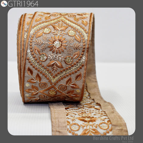 9 Yard Embroidery Fabric Trim Embroidered Ribbon Decorative Embellishments DIY Crafting Sewing Saree Indian Sari Border Home Decor Bags