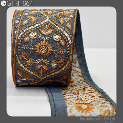 9 Yard Embroidery Fabric Trim Embroidered Ribbon Decorative Embellishments DIY Crafting Sewing Saree Indian Sari Border Home Decor Bags