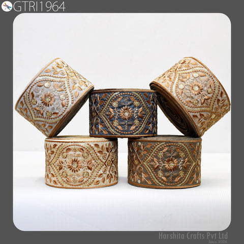 9 Yard Embroidery Fabric Trim Embroidered Ribbon Decorative Embellishments DIY Crafting Sewing Saree Indian Sari Border Home Decor Bags