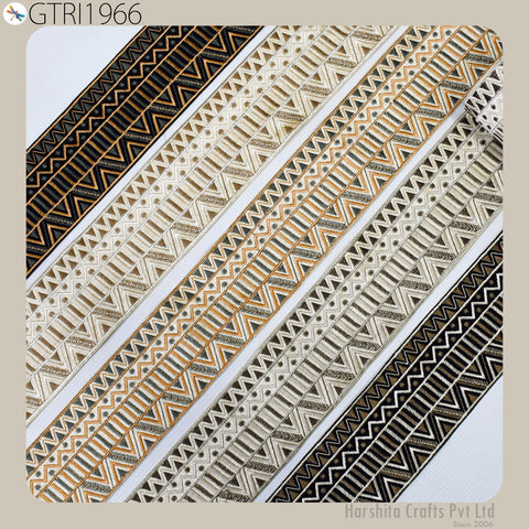 9 Yard Indian Embroidered 75MM Trim Embellishment Sari Border Embroidery Saree Ribbon Cushions Home Décor Sewing Clothing Costumes Trimmings