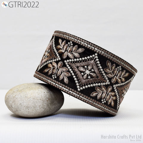 9 Yard Embroidery 78 mm Fabric Trim Embroidered Ribbon Decorative Embellishments DIY Crafting Sewing Saree Indian Sari Border Home Decor Bag