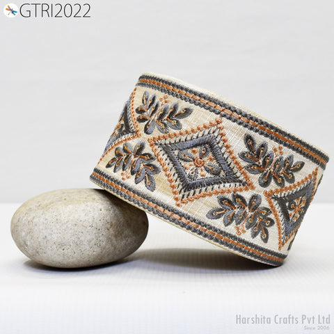 9 Yard Embroidery 78 mm Fabric Trim Embroidered Ribbon Decorative Embellishments DIY Crafting Sewing Saree Indian Sari Border Home Decor Bag