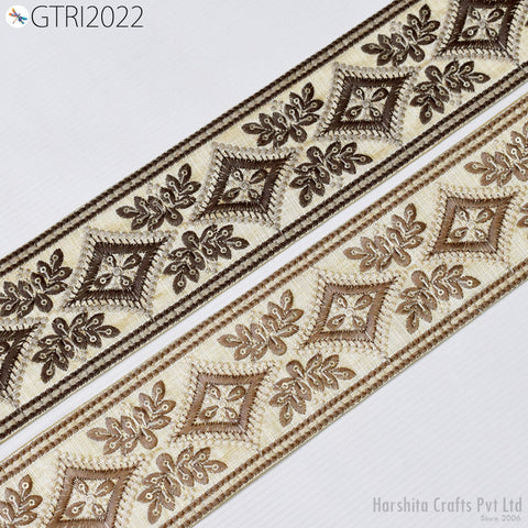 9 Yard Embroidery 78 mm Fabric Trim Embroidered Ribbon Decorative Embellishments DIY Crafting Sewing Saree Indian Sari Border Home Decor Bag