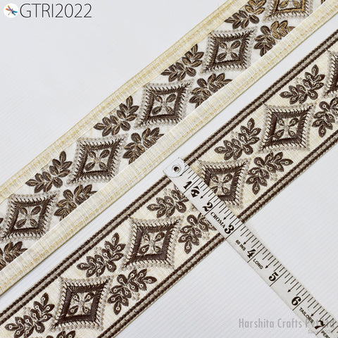 9 Yard Embroidery 78 mm Fabric Trim Embroidered Ribbon Decorative Embellishments DIY Crafting Sewing Saree Indian Sari Border Home Decor Bag