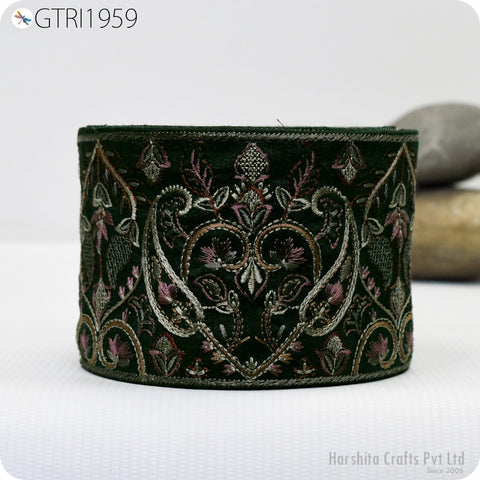 9 Yard Embroidered Fabric 9cm Trims Indian Embroidery Sari Border Laces Ribbon Decorative Sewing Craft Saree Dresses Trimmings Home Decor