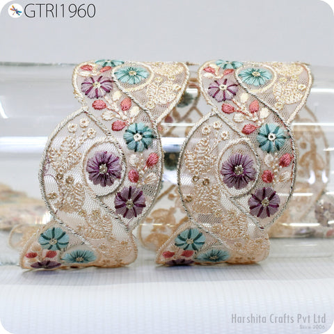 9 Yard Indian Fabric 5 CM Trim Sari Border Crafting Ribbon Sewing Embroidered Decorative Cushions Curtain Home Decor Trimming Embellishments