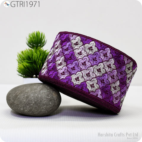 9 Yard Peach Decorative Embroidered 85mm Ribbon Indian Sari Border Fabric Trims Sewing DIY Crafting Ribbon Table Runners Curtain Trimmings