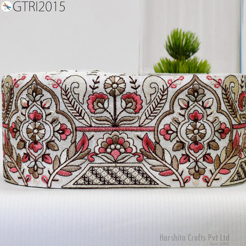 9 Yard Embroidered Fabric 10cm Trims Indian Decor Embroidery Sari Border Laces Ribbon Decorative Sewing Saree Dresses Trimmings Home Decor